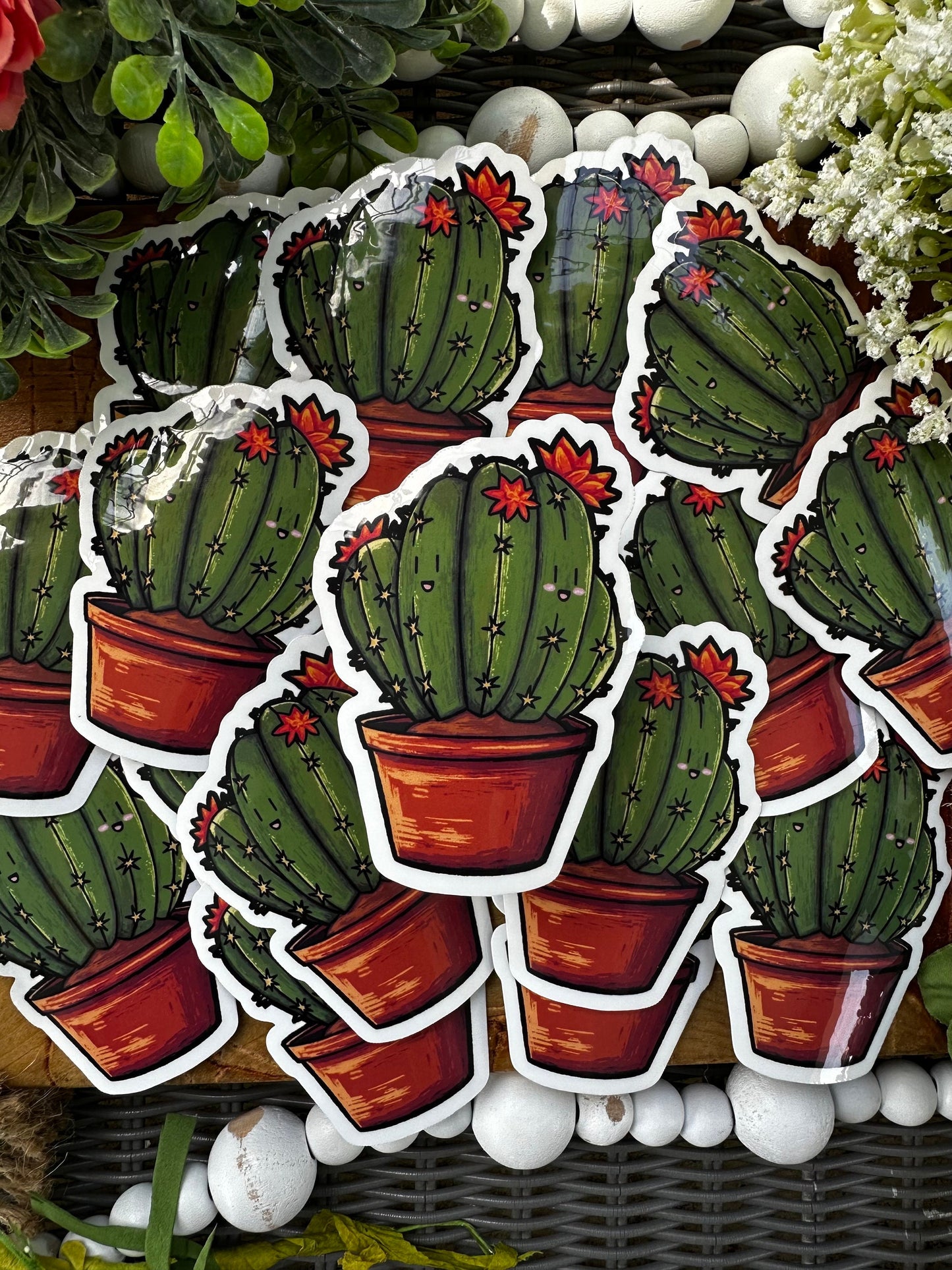 Adorable Vinyl Cactus Sticker - Fun Desert Decor for Your Laptop or Water Bottle