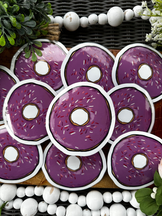 Purple Doughnut Sticker , Journaling Sticker, Fun Gifts for Everyone, Water Bottle Stickers, Cozy Stickers, Great for Decorating.