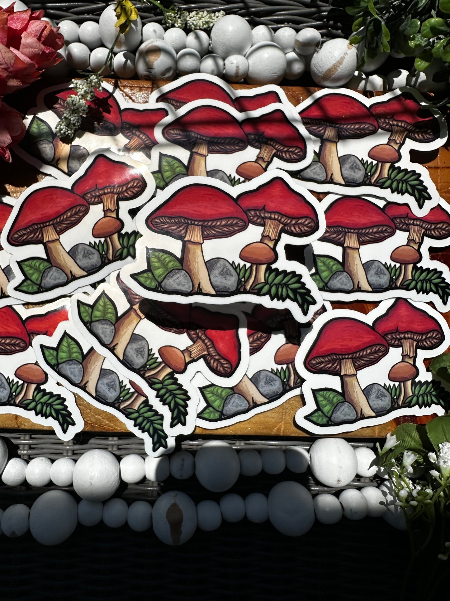 Handcrafted Vinyl Mushroom Sticker - Add a Whimsical Touch to Your Laptop, Waterbottle or a Phone Case