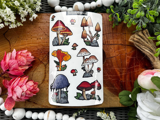 Colorful Mushroom Vinyl Sticker Sheet - Fun and Unique Sticker Sheet for Any Surface!