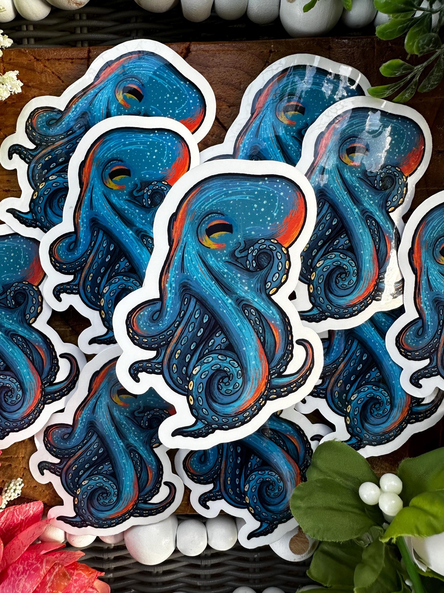 Vibrant Octopus Sticker, Sea Animal Themed, Aquatic Vinyl Sticker, Cute Decoration, WaterBottle Sticker, Gift Ideas, Ocean Themed