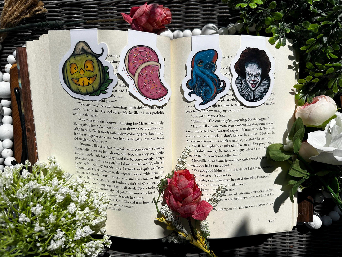 Horror Clown Magnetic Bookmark, Bookmark, Halloween Themed, Book Accessories, Gift For Reader, Planner Accessories