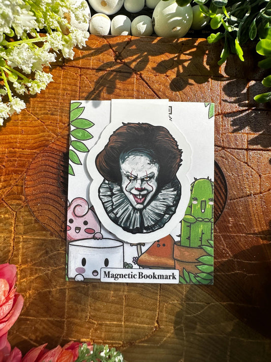 Horror Clown Magnetic Bookmark, Bookmark, Halloween Themed, Book Accessories, Gift For Reader, Planner Accessories