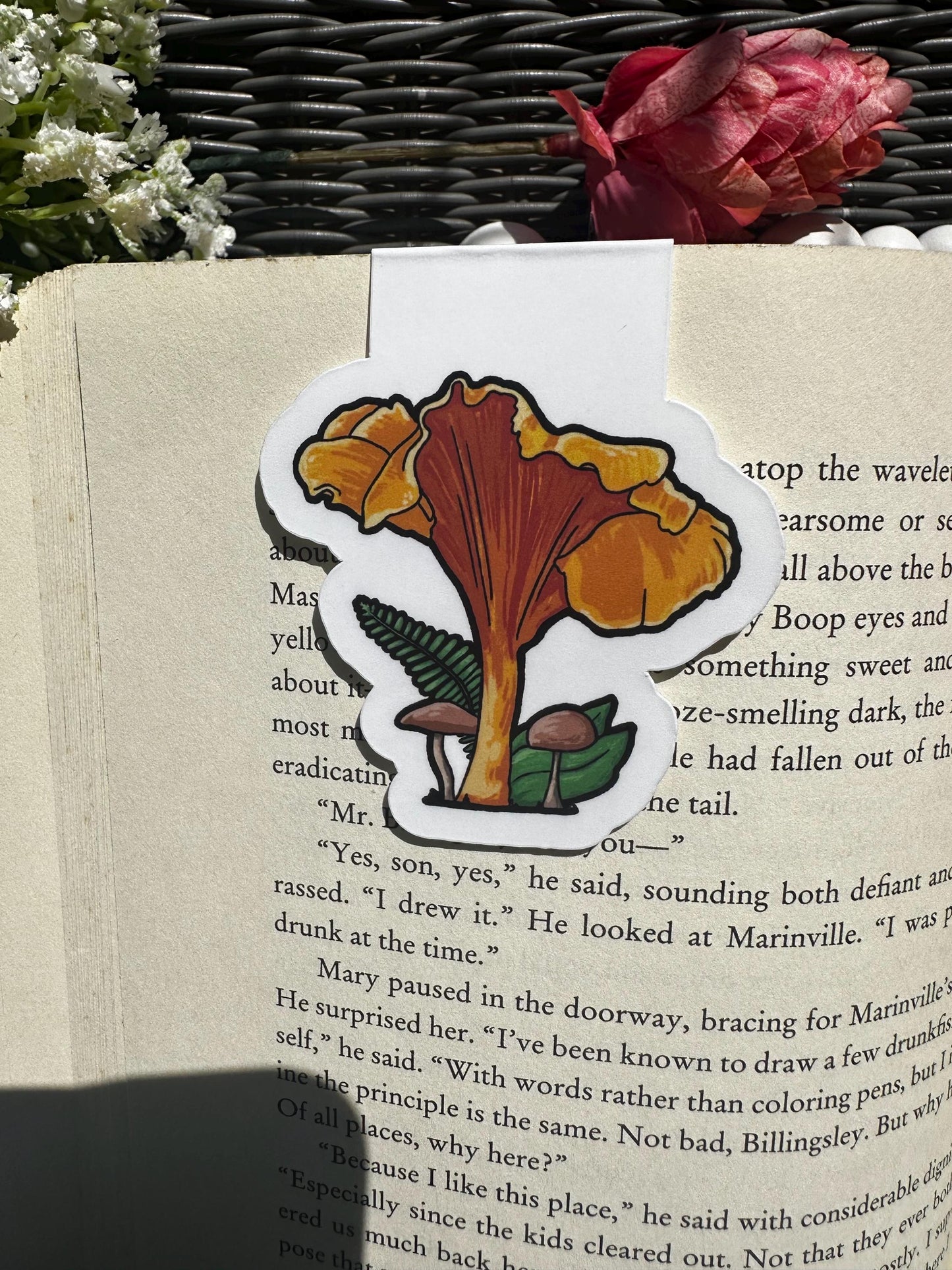 Vibrant Yellow & Orange Mushroom Magnetic Bookmark, Bookmark, Mushroom Themed, Book Accessories, Gift For Reader, Planner Accessories, Cozy