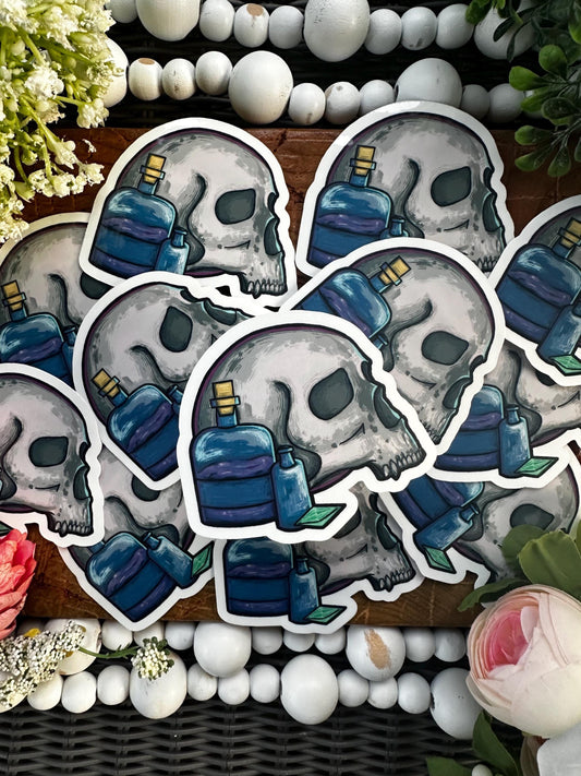 Vibrant Skull & Potion Sticker, Journaling Sticker, Halloween Themed, Water Bottle Stickers, Cute Cozy Stickers, Great for Decorating.