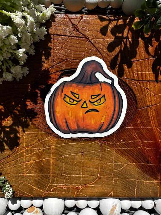 Cute Angry Pumpkin Sticker, Journaling Sticker, Fun Halloween Theme, Pumpkin Spice, Waterbottle  Stickers, Cozy Stickers, Great Decoration.