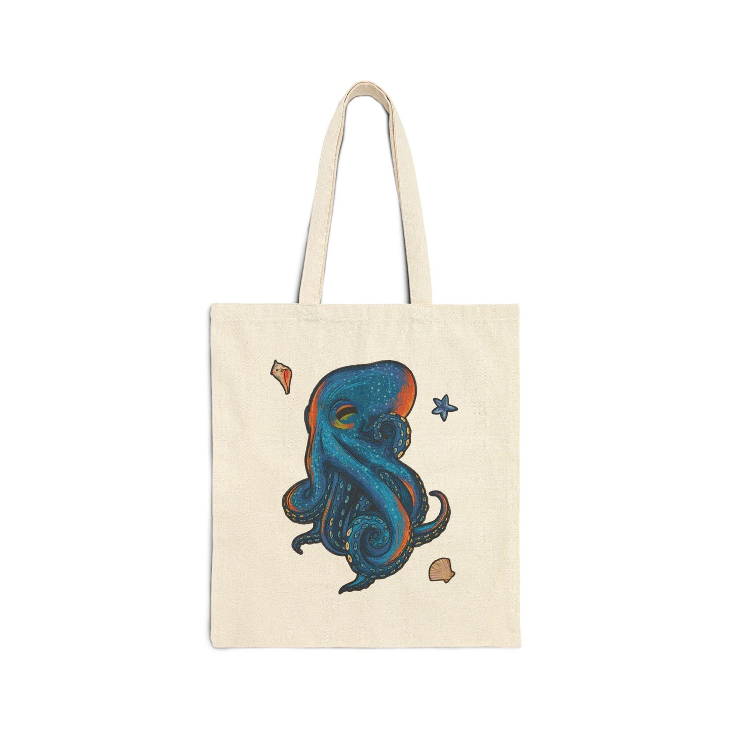 Ocean-Inspired Cotton Canvas Tote Bag, Cute Sea Creature Bag, Beach Tote, Nautical Shopping Bag, Eco-Friendly Gift