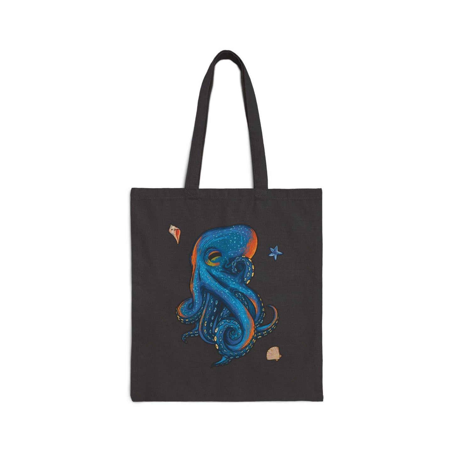 Ocean-Inspired Cotton Canvas Tote Bag, Cute Sea Creature Bag, Beach Tote, Nautical Shopping Bag, Eco-Friendly Gift