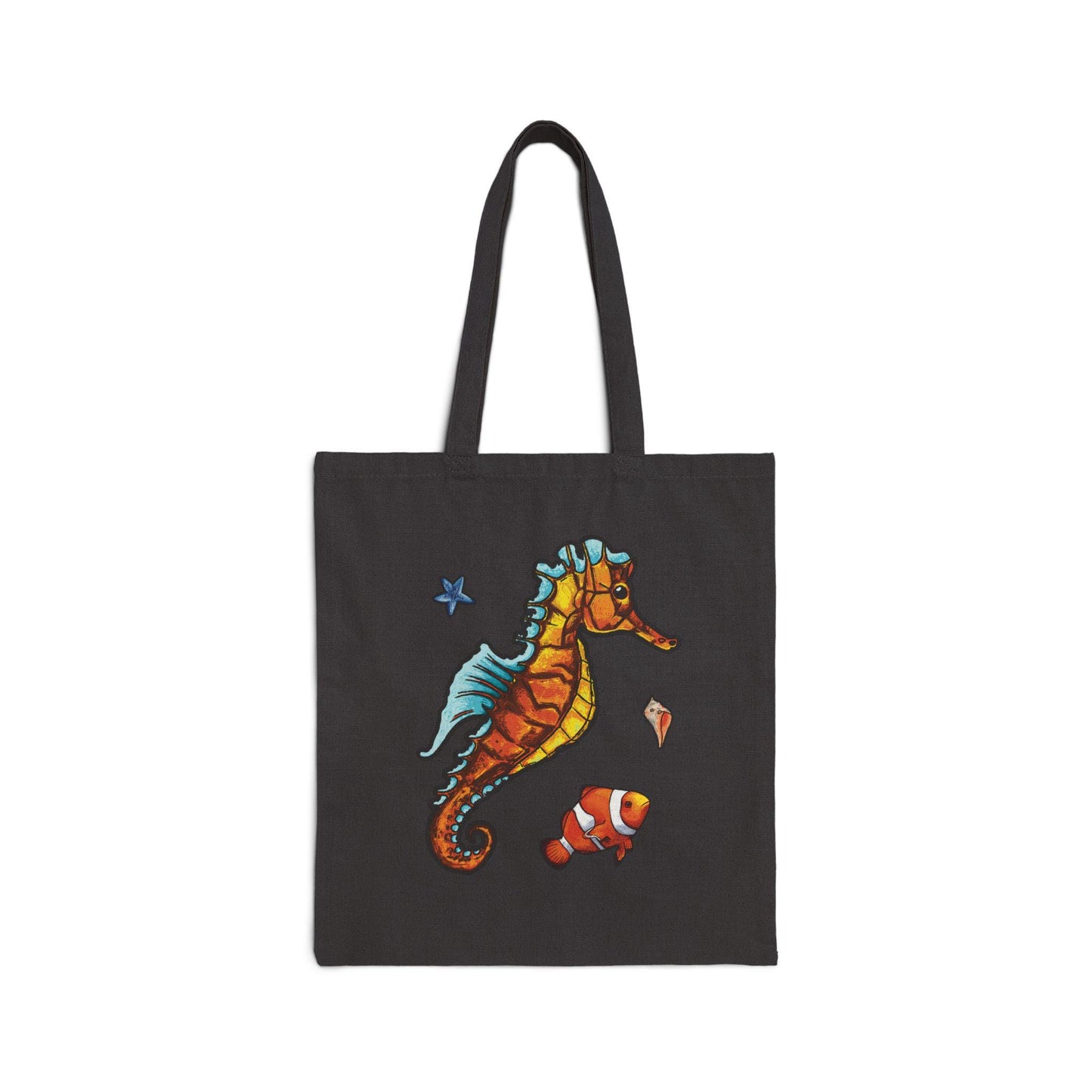 Ocean-Inspired Cotton Canvas Tote Bag, Cute Sea Creature Bag, Beach Tote, Nautical Shopping Bag, Eco-Friendly Gift