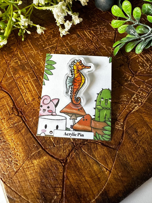 Colorful Sea Horse Acrylic Pin Design/Acrylic Pin/Gifts Under 10/Cute Gift Ideas/Novelty Pin/Colorful Design/For Her/For Him