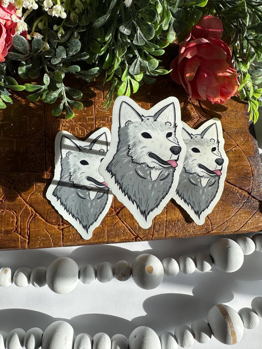 Cute Grey Husky Sticker, Cute Gifts Under 10, Gifts for Her, Journaling Stickers, Handdrawn Designs, Fun Vinyl Decoration Sticker