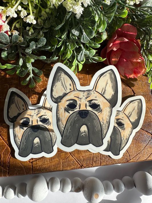 Cute French Bulldog Sticker, Cute Gifts Under 10, Gifts for Her, Journaling Stickers, Handdrawn Designs, Fun Vinyl Decoration Sticker